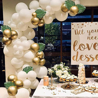 Gold Balloon Arch - White & Gold Balloon Garland Kit - Ellie's Party Supply