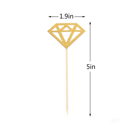 Gold Diamond Donut Cupcake Toppers (Set of 10) - Ellie's Party Supply