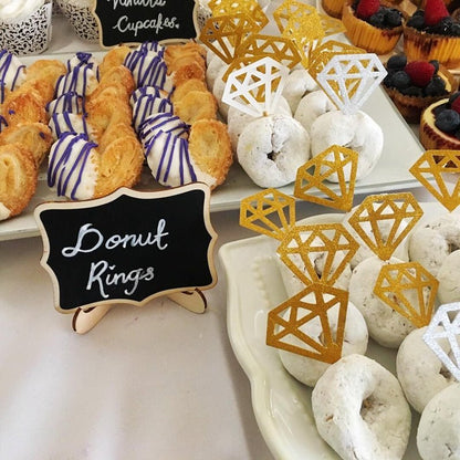 Gold Diamond Donut Cupcake Toppers (Set of 10) - Ellie's Party Supply