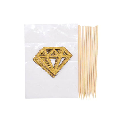 Gold Diamond Donut Cupcake Toppers (Set of 10) - Ellie's Party Supply