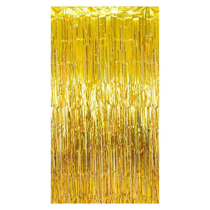 Gold Metallic Fringe Tinsel Curtain Backdrop - Ellie's Party Supply