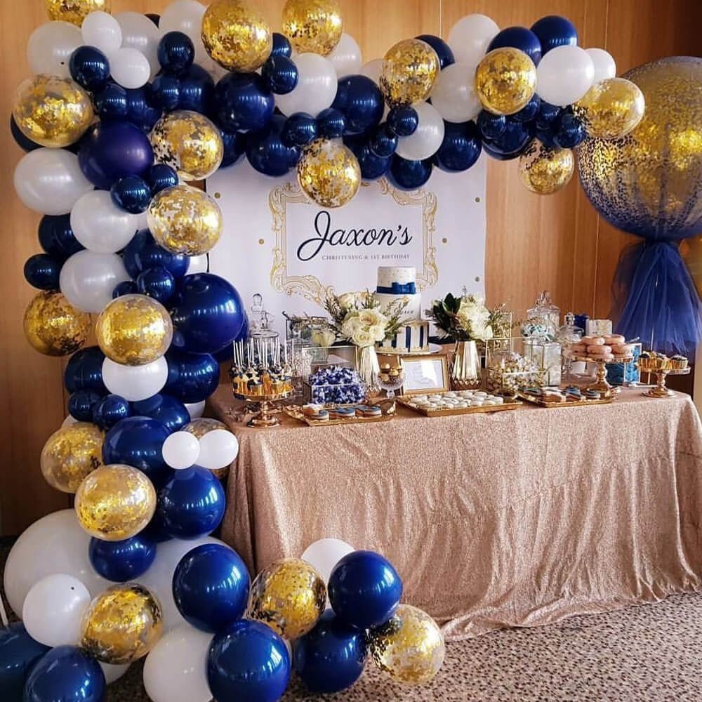 Graduation Balloon Arch - Navy and Gold Balloon Garland Kit - Ellie's Party Supply