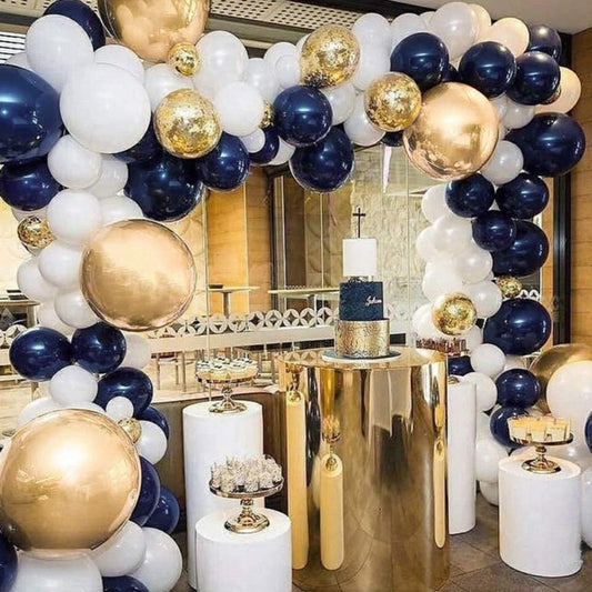 Graduation Balloon Arch - Navy and Gold Balloon Garland Kit - Ellie's Party Supply