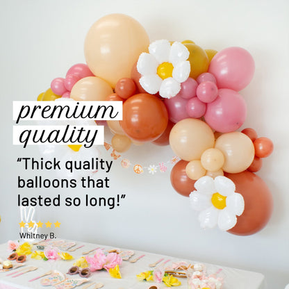 Groovy Balloon Arch - Burnt Orange, Mustard, and Pink Balloon Garland Kit - Ellie's Party Supply