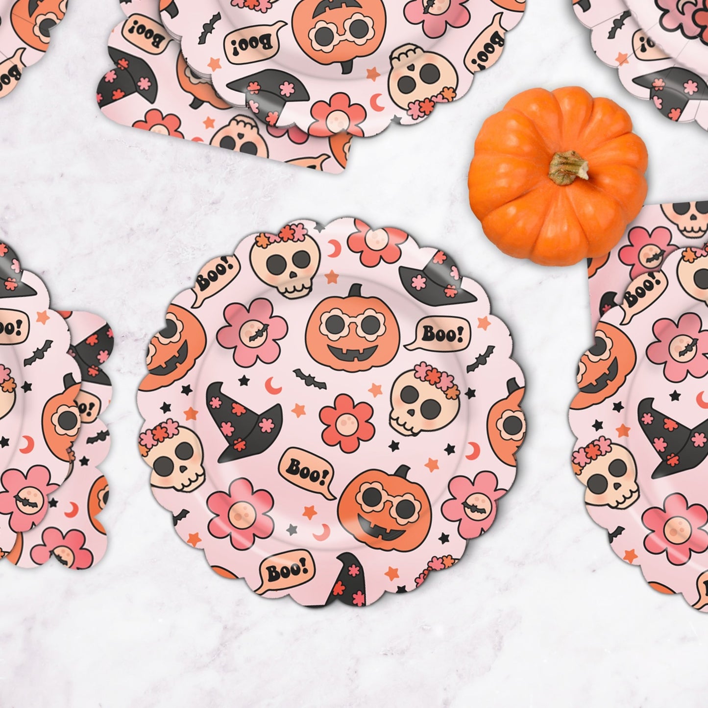 Groovy Halloween Icon Plates (Set of 8) - Ellie's Party Supply