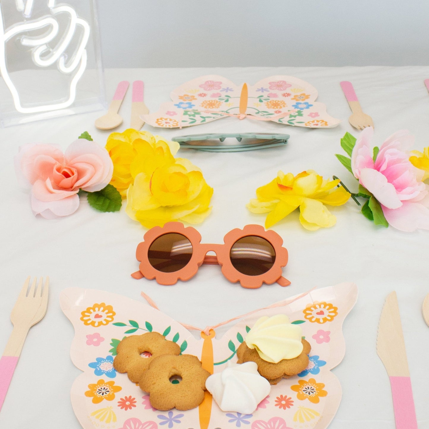 Groovy Matte Flower Shaped Kids Sunglasses (6 Colors) - Ellie's Party Supply