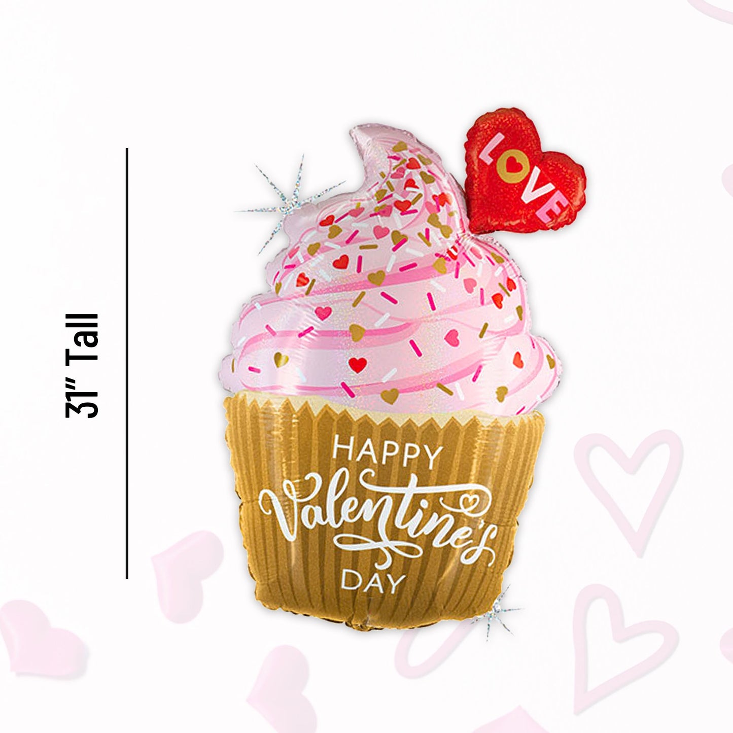 Happy Valentine's Cupcake Mylar Balloon (31 inches) - Ellie's Party Supply