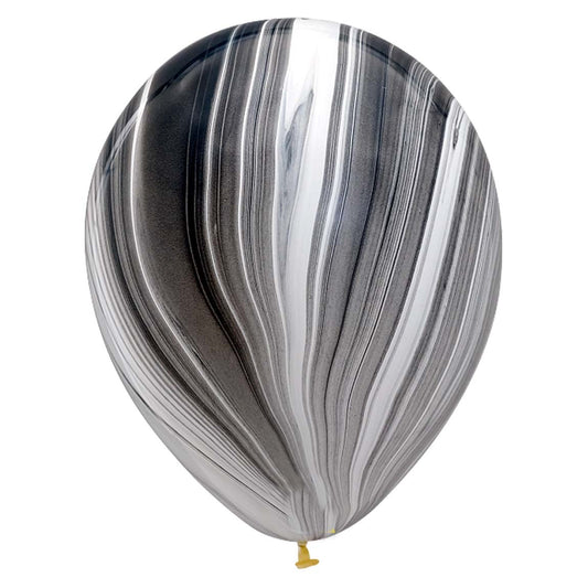 Marble Black and White Latex Balloons (10 Pack) - Ellie's Party Supply