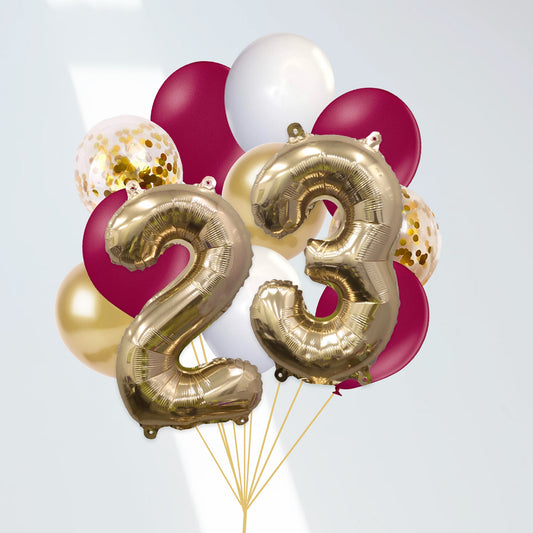 Maroon and Gold Graduation 2023 Balloon Bouquet - Ellie's Party Supply