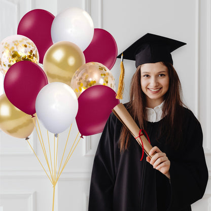 Maroon and Gold Graduation 2023 Balloon Bouquet - Ellie's Party Supply