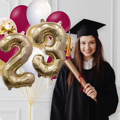 Maroon and Gold Graduation 2023 Balloon Bouquet - Ellie's Party Supply
