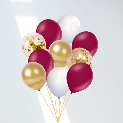 Maroon and Gold Graduation 2023 Balloon Bouquet - Ellie's Party Supply