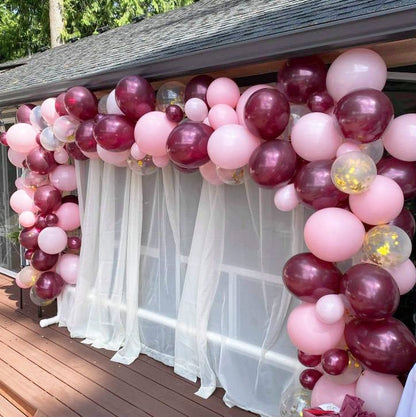 Maroon & Gold Confetti Balloon Garland Kit - Ellie's Party Supply