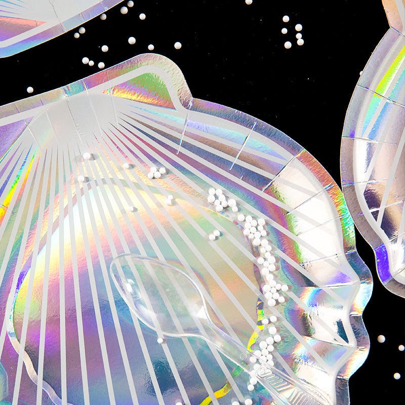 Mermaid Holographic Shell Paper Plates (Set of 8) from Ellie's Party Supply