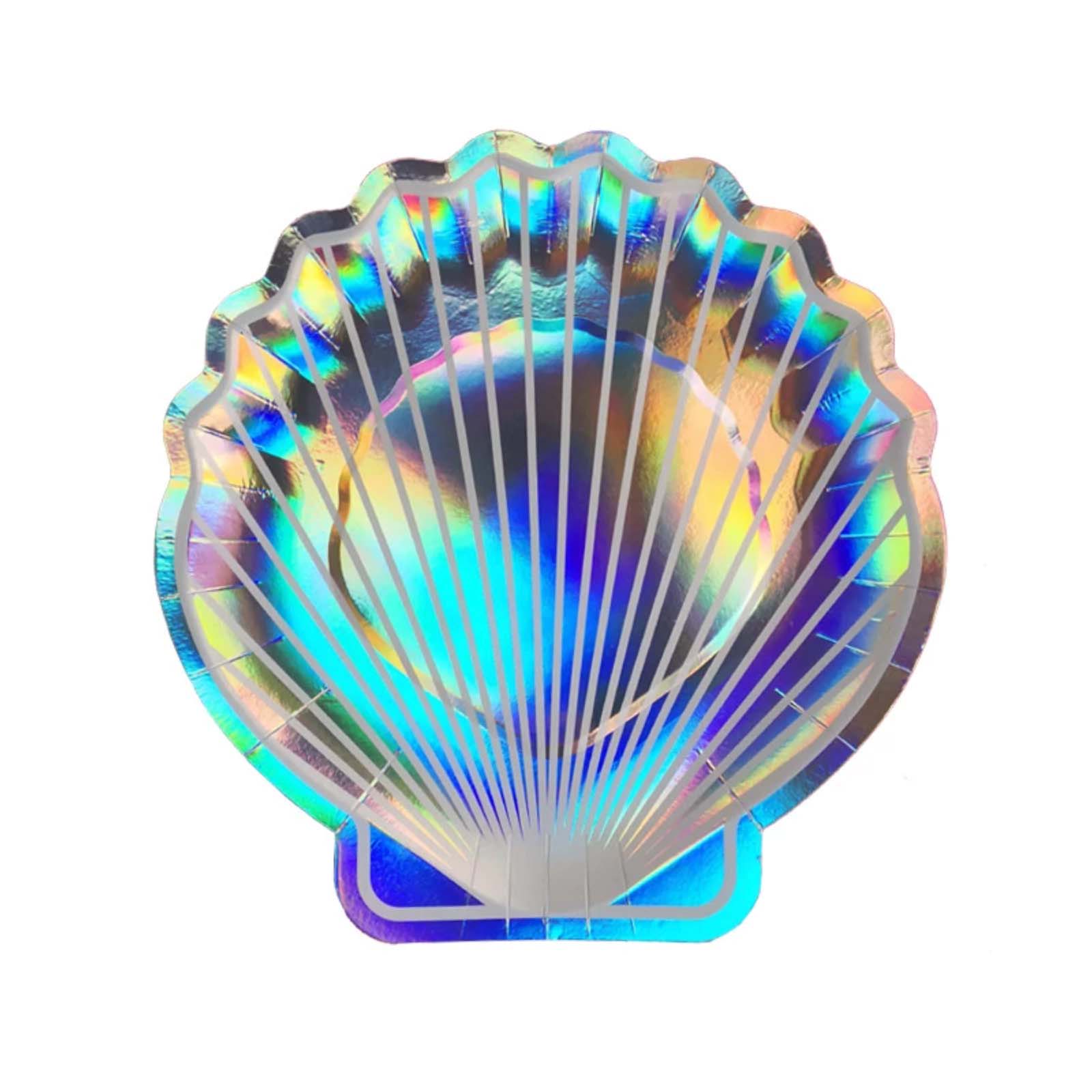 Mermaid Holographic Shell Paper Plates (Set of 8) – Ellie's Party Supply