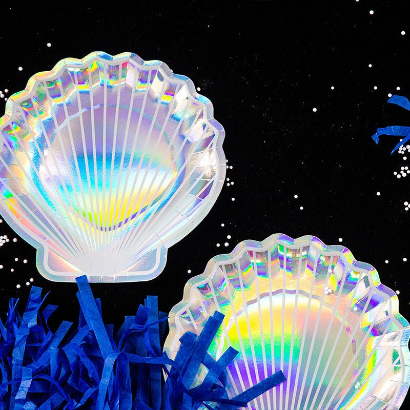 Mermaid Holographic Shell Paper Plates (Set of 8) – Ellie's Party Supply