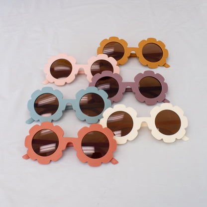 Mustard Yellow Flower Shaped Kids Sunglasses - Ellie's Party Supply