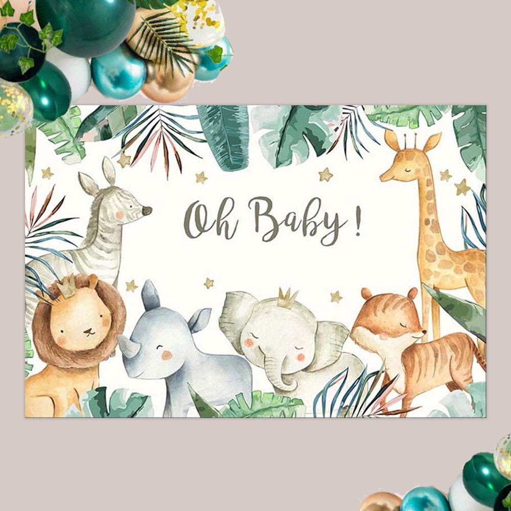 Oh Baby Jungle Baby Shower Backdrop (5x7 Feet) - Ellie's Party Supply