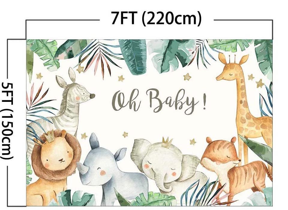 Oh Baby Jungle Baby Shower Backdrop (5x7 Feet) - Ellie's Party Supply