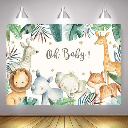 Oh Baby Jungle Baby Shower Backdrop (5x7 Feet) - Ellie's Party Supply