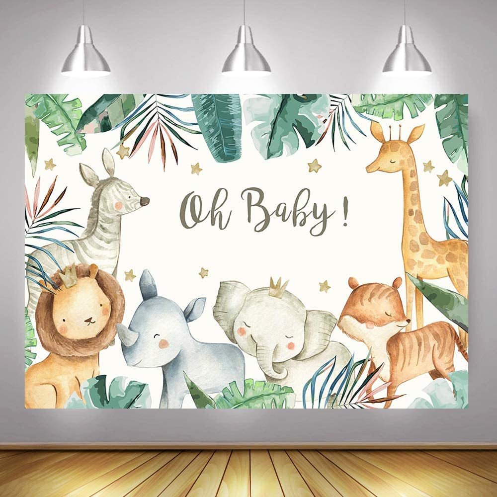 Oh Baby Jungle Baby Shower Backdrop (5x7 Feet) - Ellie's Party Supply