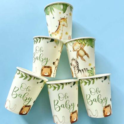 Oh Baby Safari Animal Paper Cups (Set of 8) - Ellie's Party Supply