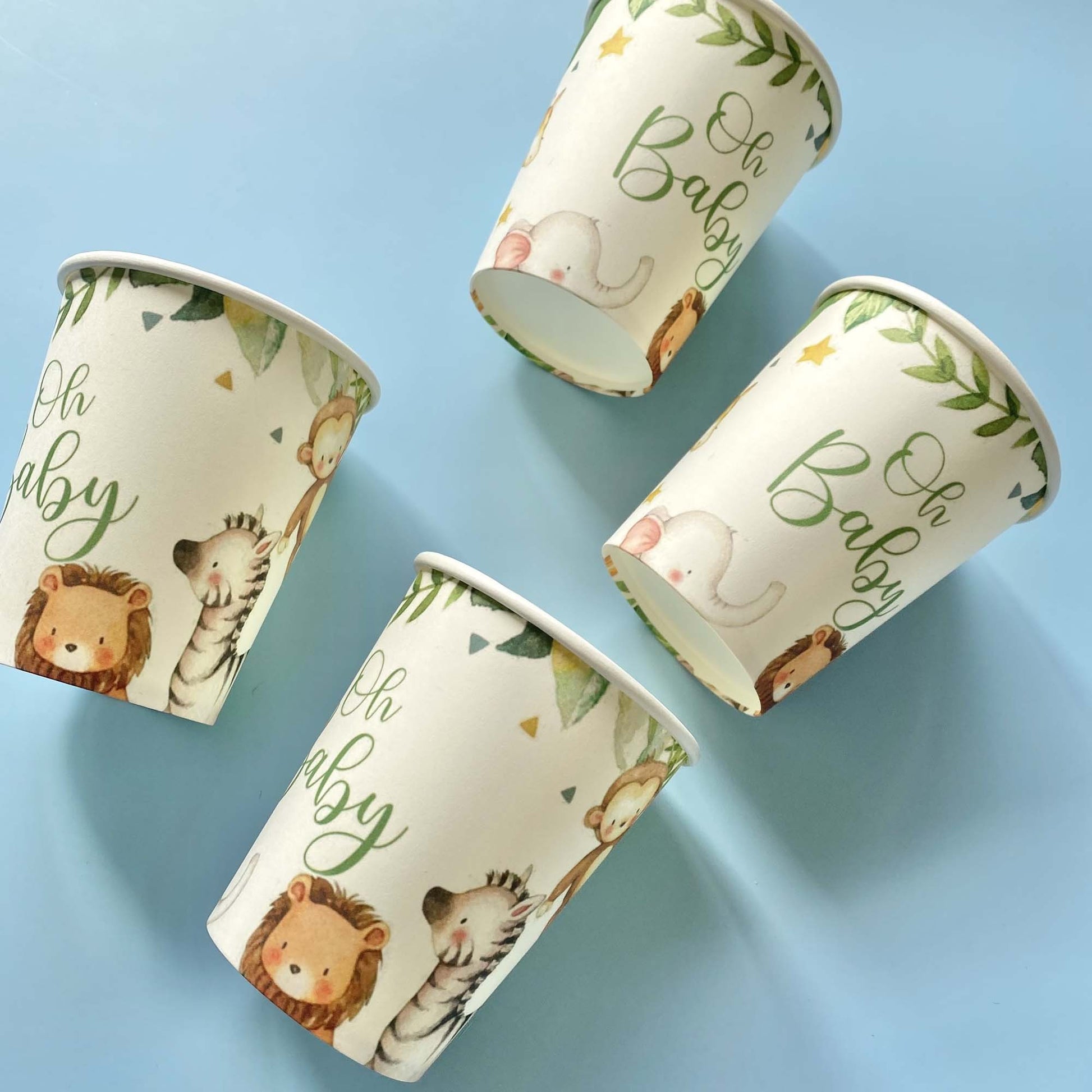 Oh Baby Safari Animal Paper Cups (Set of 8) - Ellie's Party Supply