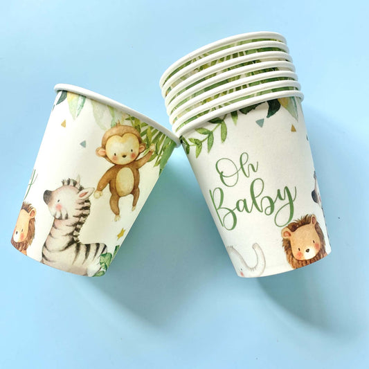 Oh Baby Safari Animal Paper Cups (Set of 8) - Ellie's Party Supply