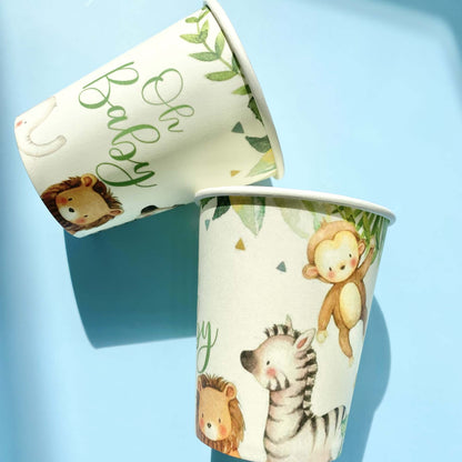 Oh Baby Safari Animal Paper Cups (Set of 8) - Ellie's Party Supply