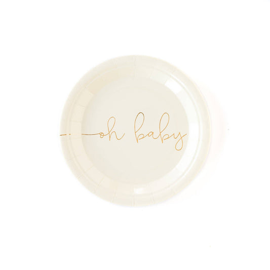 Oh Baby Small Paper Plates (Set of 8) - Ellie's Party Supply