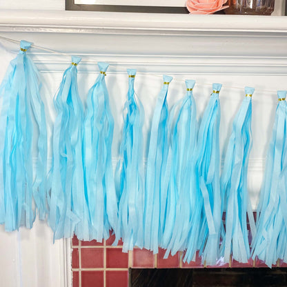 Pastel Blue Paper Tassel Tail - Tassel DIY Garland Kit - Ellie's Party Supply