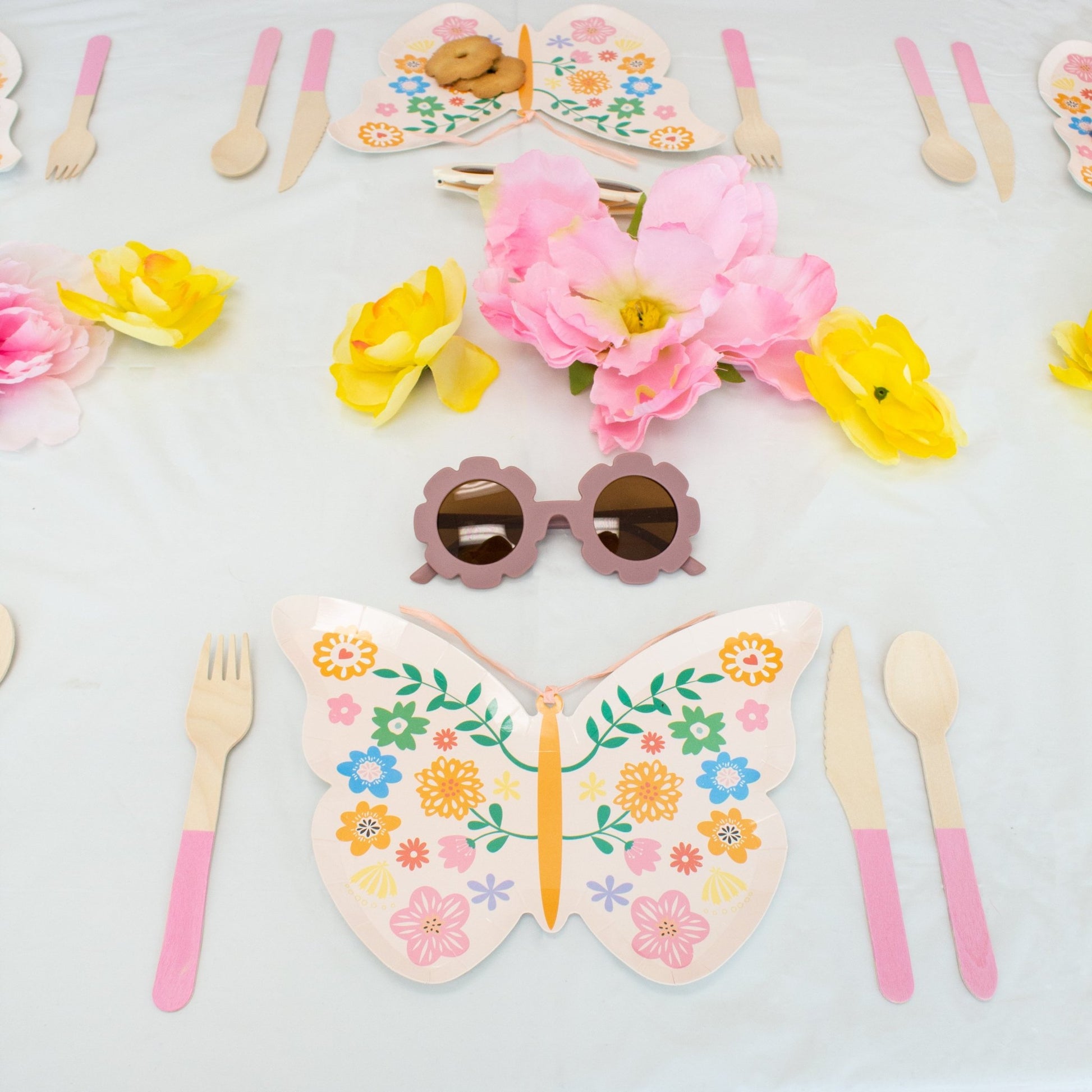 Pastel Pink Wooden Utensils - Spoon, Fork, Knife (Set of 24) - Ellie's Party Supply