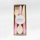 Pastel Pink Wooden Utensils - Spoon, Fork, Knife (Set of 24) - Ellie's Party Supply
