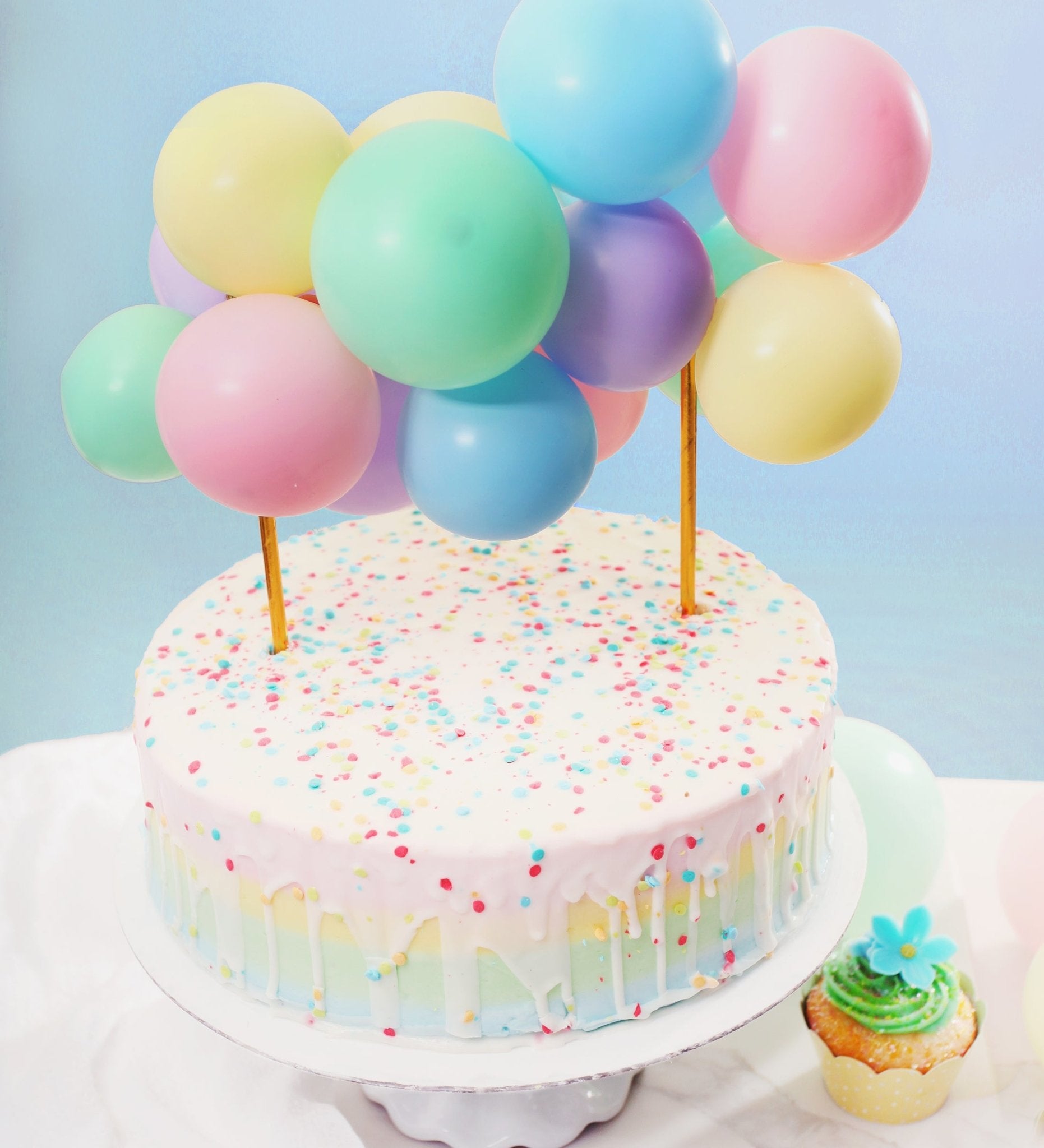 Pastel Rainbow Mini Balloon Cake Topper Kit - Ellie's Party Supply