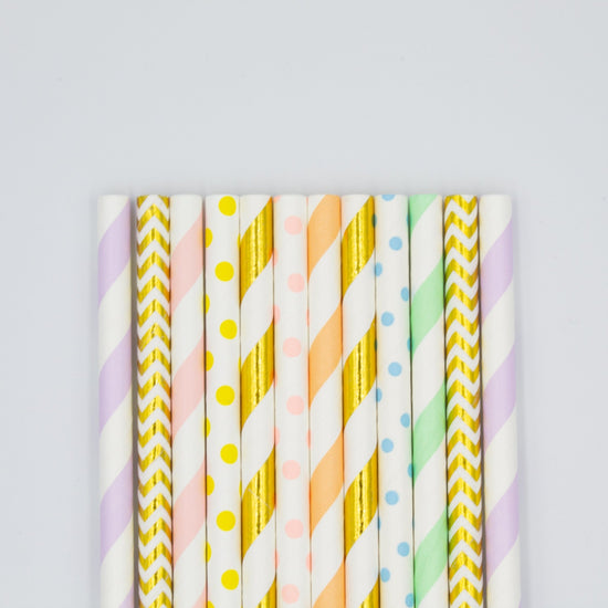 Pastel Rainbow Paper Straws from Ellie's Party Supply