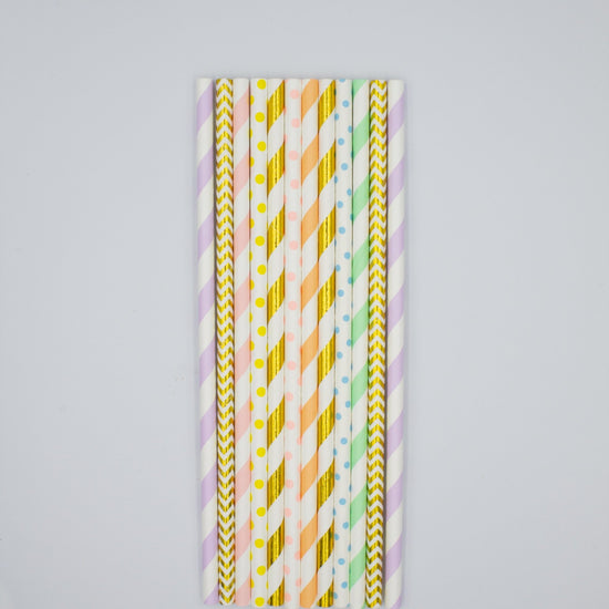 Pastel Rainbow Paper Straws from Ellie's Party Supply