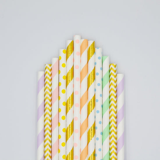 Pastel Rainbow Paper Straws from Ellie's Party Supply