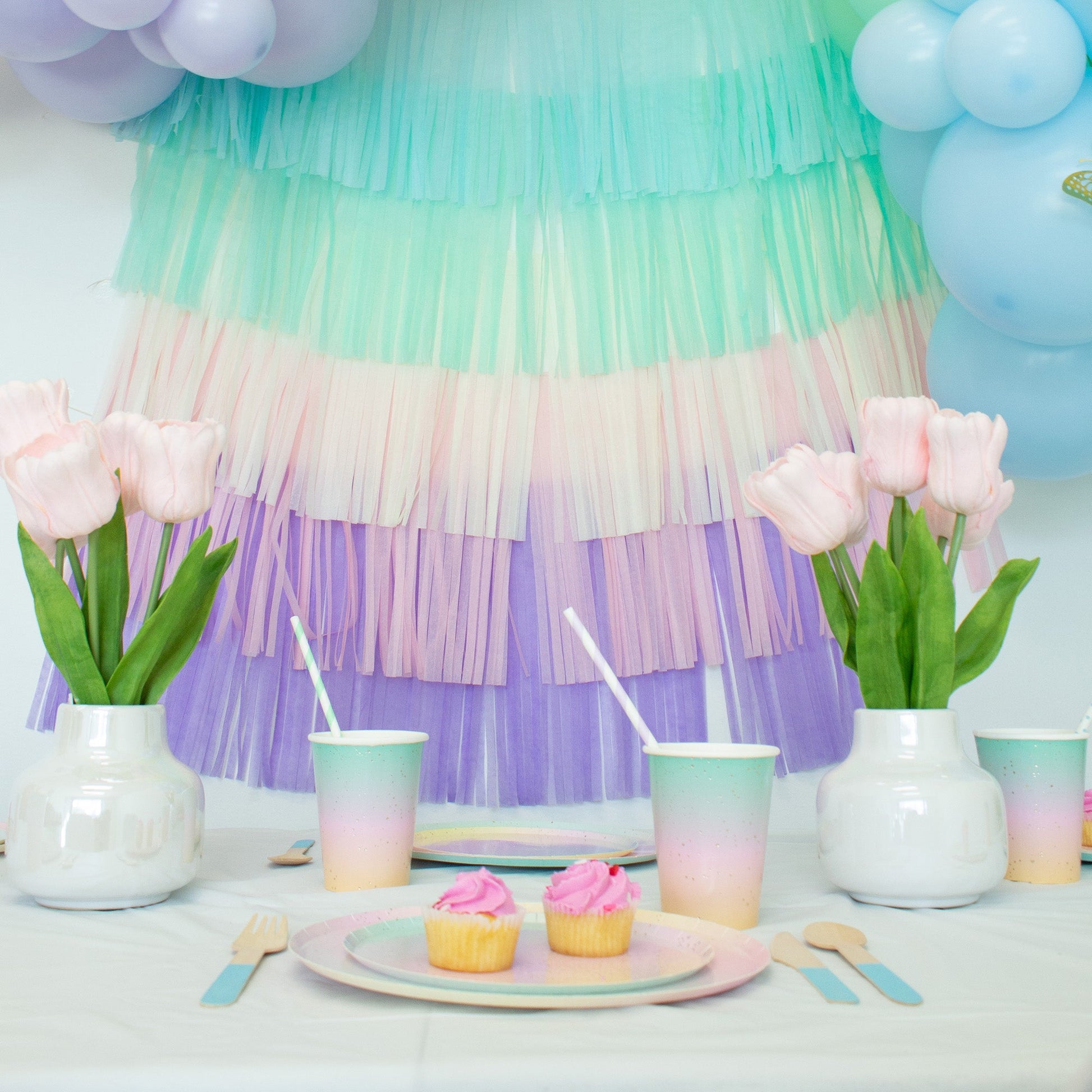 Pastel Rainbow Paper Tassel Tail - Tassel DIY Garland Kit - Ellie's Party Supply