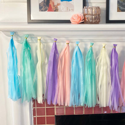 Pastel Rainbow Paper Tassel Tail - Tassel DIY Garland Kit - Ellie's Party Supply