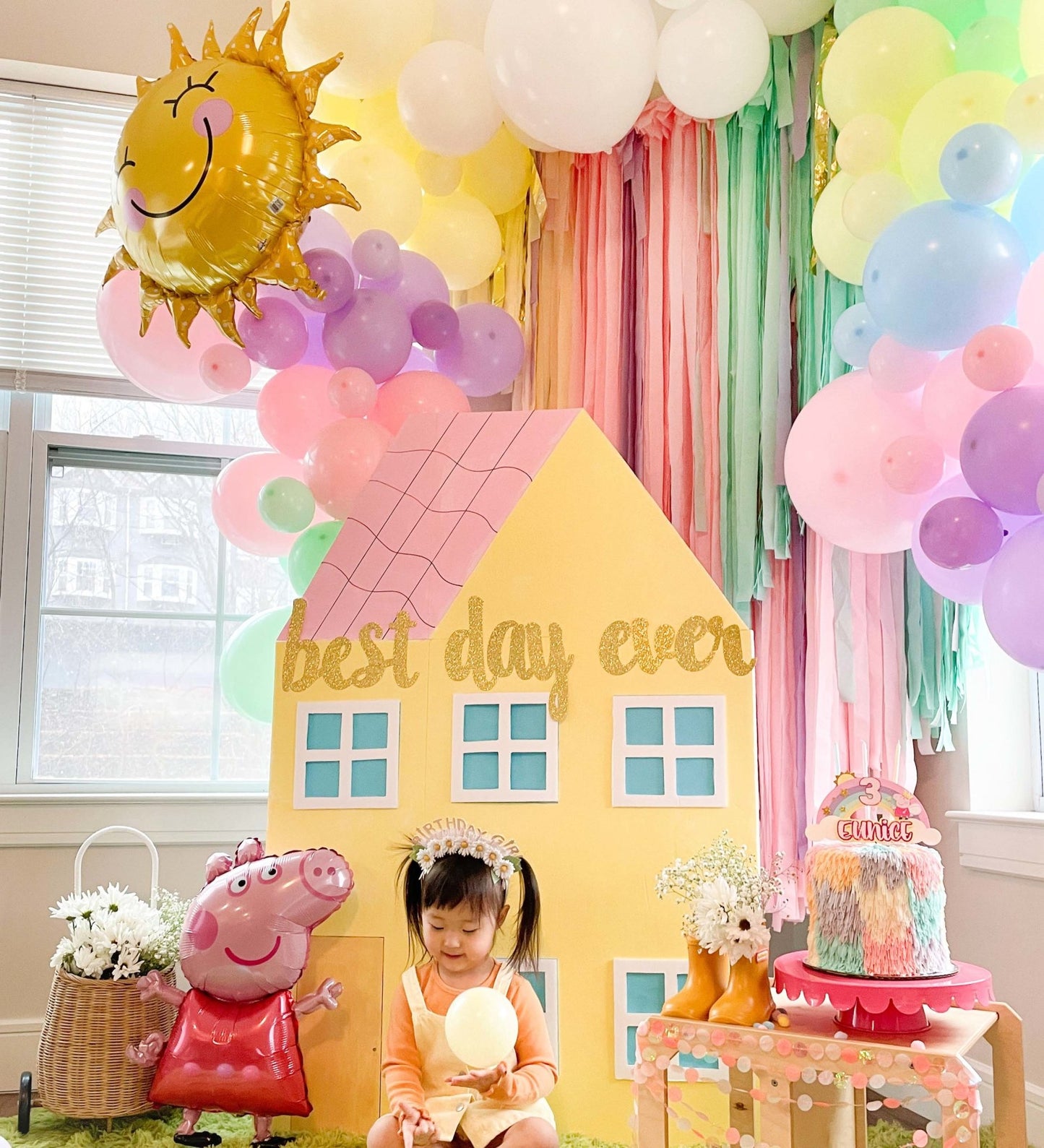 Peppa Pig Birthday Balloon Arch - Pastel Balloon Garland Kit - Ellie's Party Supply