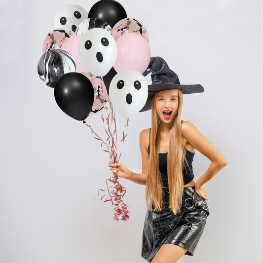 Pink Marble Halloween Balloon Bouquet - Ellie's Party Supply