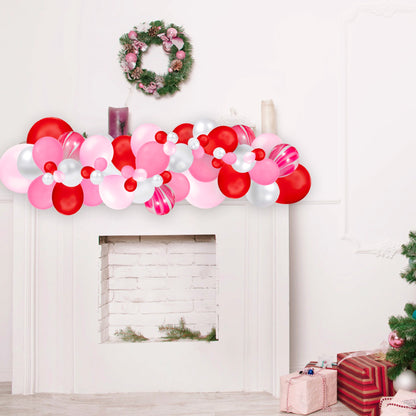 Pink & Red Candy Cane Christmas Balloon Garland Kit - Ellie's Party Supply