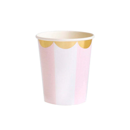 Pink Striped Paper Cups (Set of 8) from Ellie's Party Supply