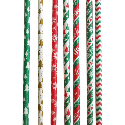 Christmas Straws, Red & Green Holiday Straws, Vintage Party Supplies, Santa Red & Elf Green Straws, 25 Pack - December Christmas