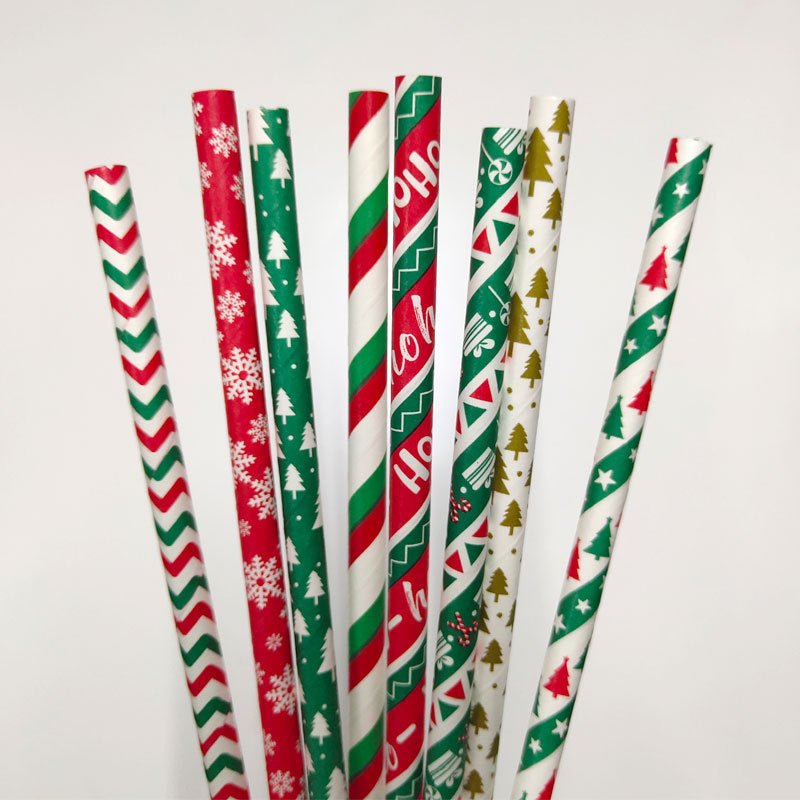 Red, Green, & White Christmas Paper Straws from Ellie's Party Supply