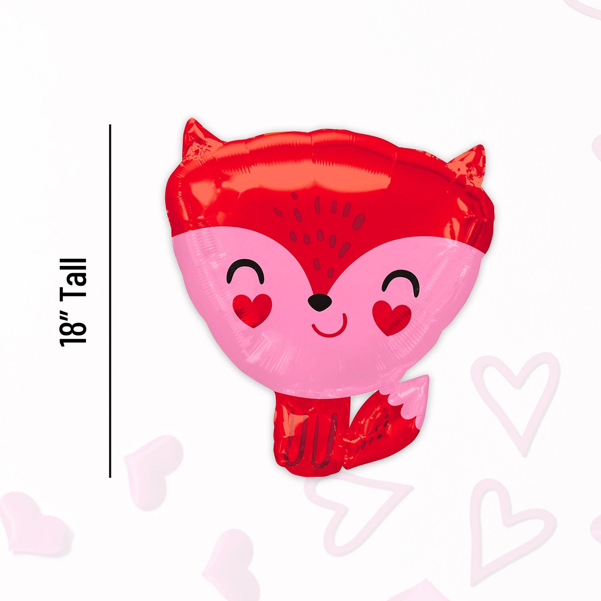 Red & Pink Cute Fox Mylar Balloon (18 inches) - Ellie's Party Supply