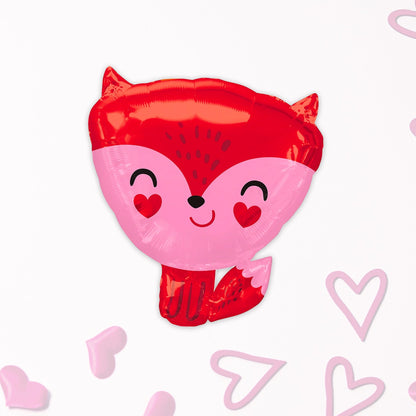 Red & Pink Cute Fox Mylar Balloon (18 inches) - Ellie's Party Supply