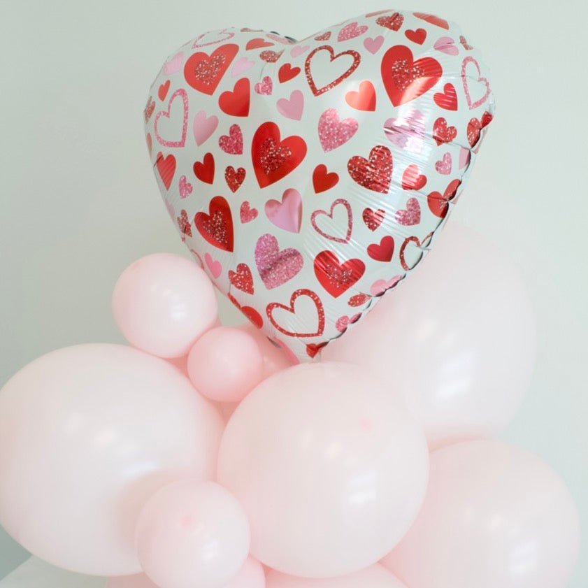 Red & Pink Sparkle Heart Balloon Bouquet (11 Pack) - Ellie's Party Supply