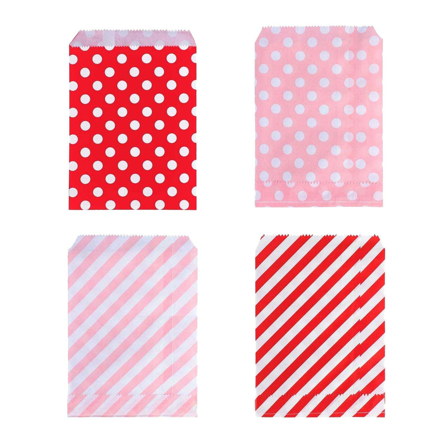 Red, Pink & White Paper Treat Bags (Set of 12) - Ellie's Party Supply
