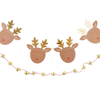 Reindeer & Bells Christmas Banner Set (5-foot) - Ellie's Party Supply